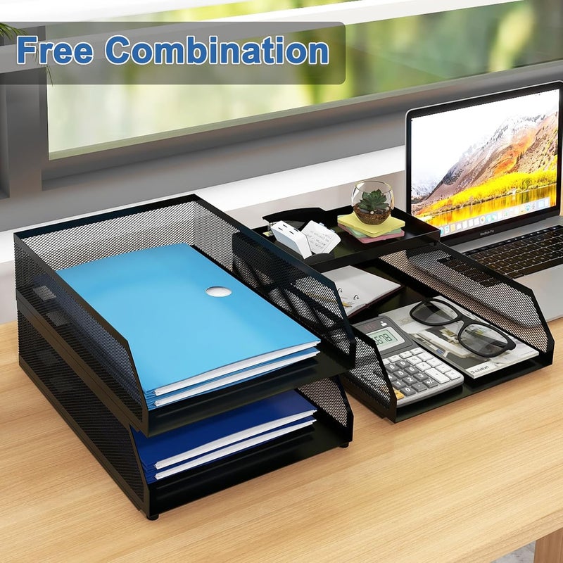 Natwind 3-Tier Desk Organizer,Desk Accessories, Stackable Paper Tray, Metal Mesh Desktop Organizer, Paper Sorter, Letter Trays,File Document Storage Rack for for Home, Office, School (Black) - Image 4